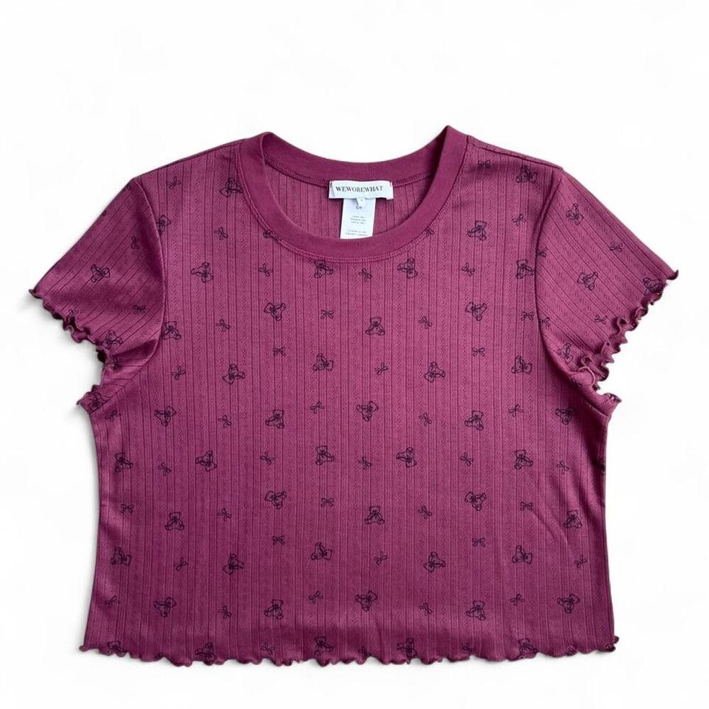 Burgundy Boxy Baby Tee Women's Small